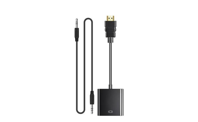 COTECi HDMI to VGA Cable with Audio Connector Adapter - Black